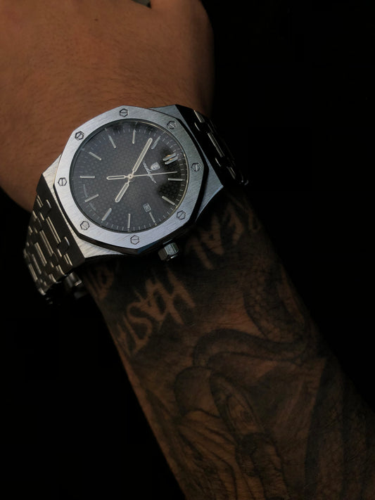 Reloj Poedagar oxagonal negro