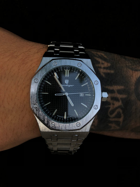 Reloj Poedagar oxagonal negro
